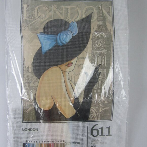 New Hudemas Needlepoint Kit London Woman  Golden Kit Sealed   25 Cm x 35 CM - Picture 1 of 9